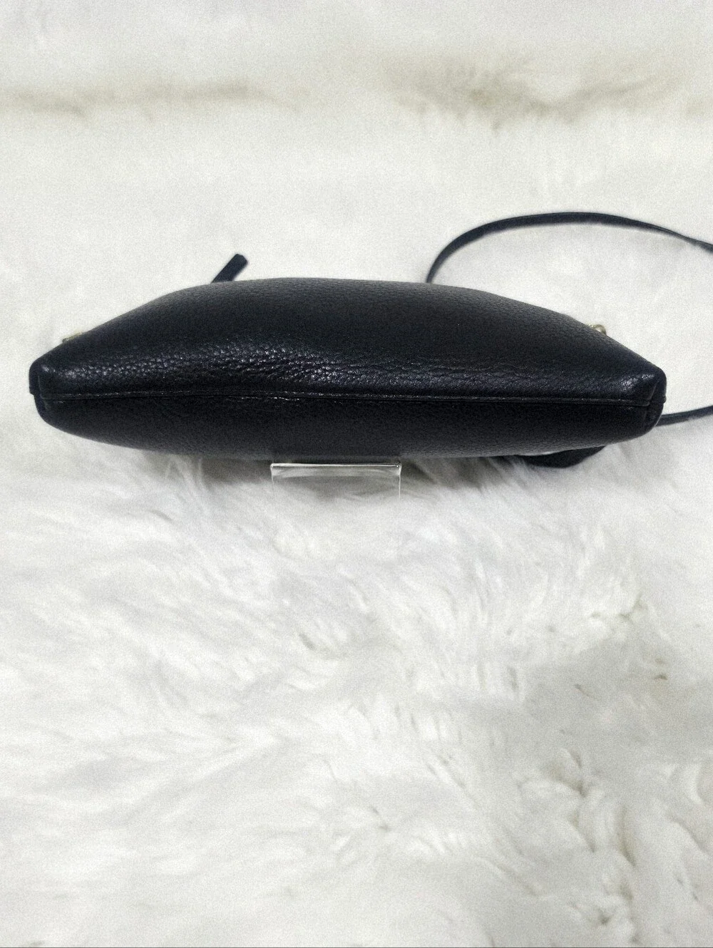Tory Burch Black Pebbled Leather Crossbody Bag Gold Logo Adjustable Strap